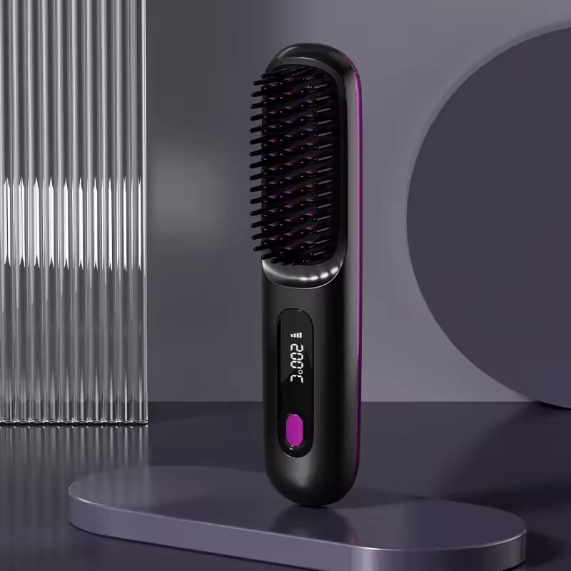 brosse chauffante lissante noire