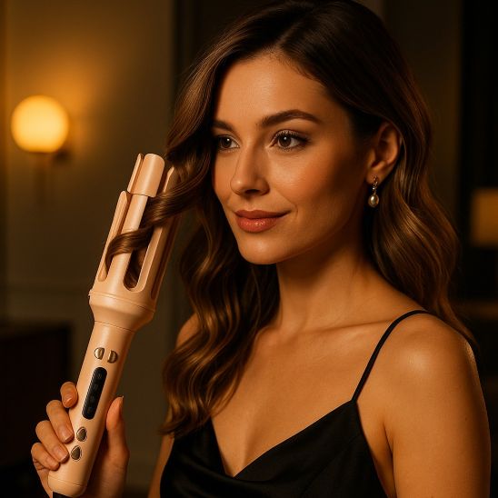 femme brune soirée boucleur à cheveux