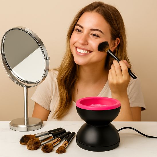 femme nettoyeur pinceau maquillage