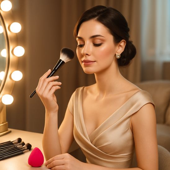 femme pinceau maquillage noir