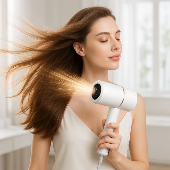 femme sèche cheveux de voyage pliable blanc
