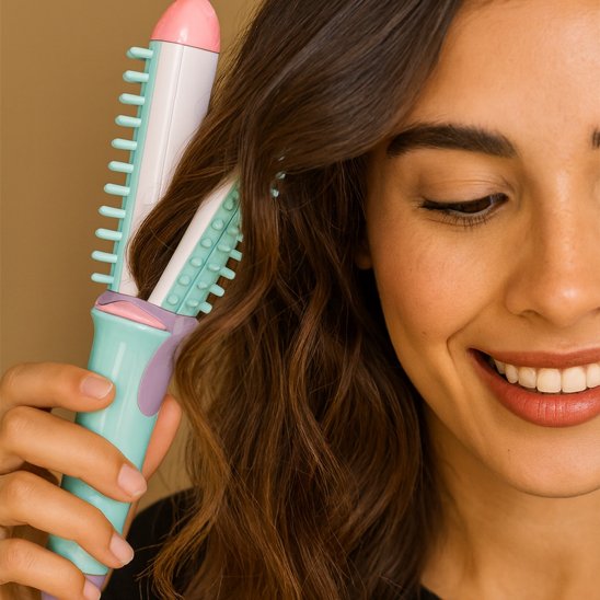 femme souriante fer à friser