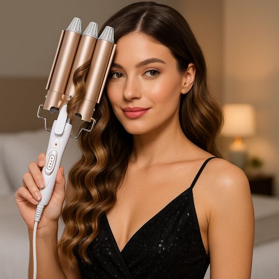 femme utilise fer à friser