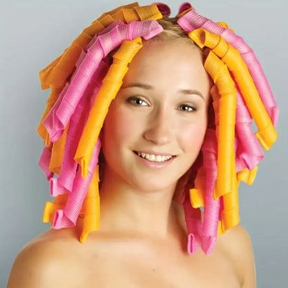 jeune femme porte bigoudis spirale