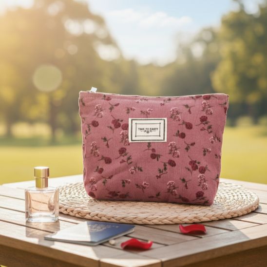 trousse à maquillage bordeaux