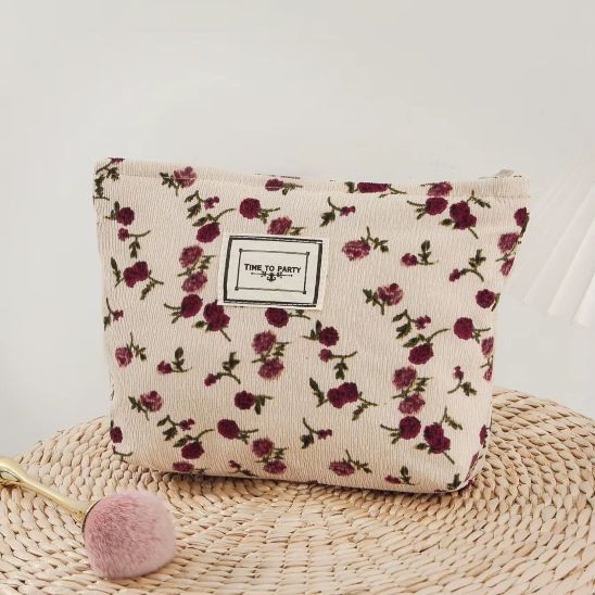 trousse à maquillage fleurie