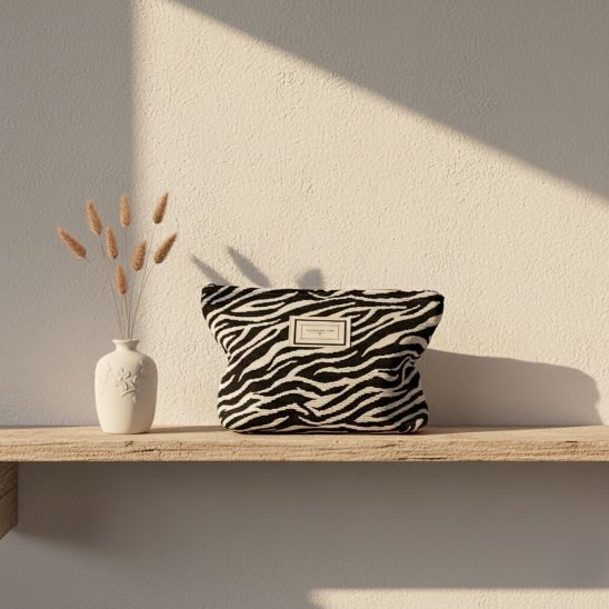 trousse à maquillage zèbre élégante