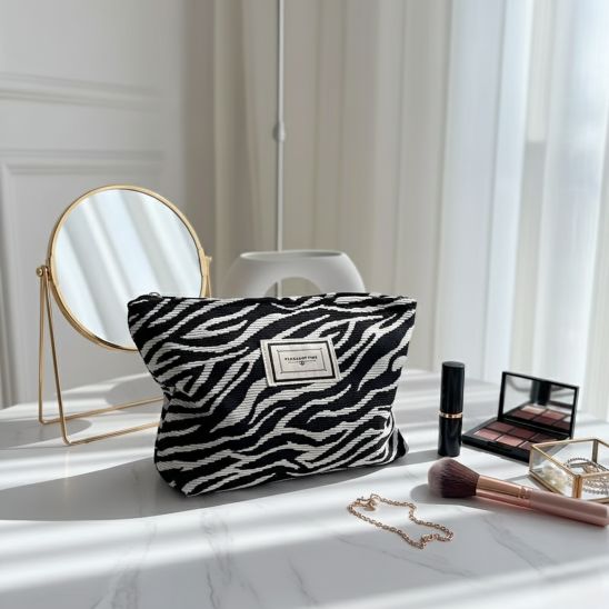 trousse à maquillage zèbre vintage